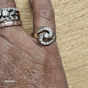 Vintage Joseph Esposito 14kt GE Gold CZ Swirl Ring, Size 6.5